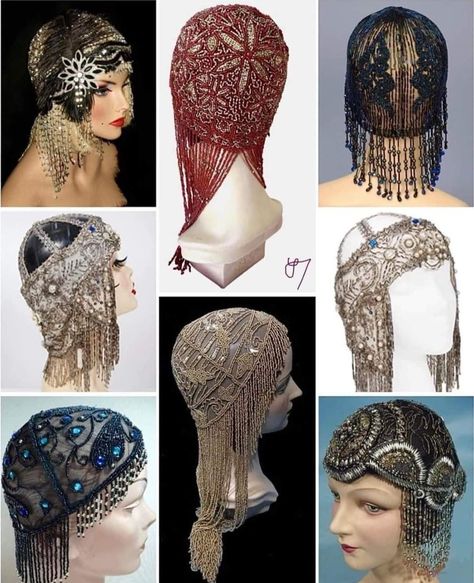 Pinterest Collage, Art Deco Headpiece, Cool Hair Designs, Flapper Headpiece, 1920s Headpiece, Beaded Headpiece, 1920's Flapper, Headpiece Accessories, Art Outfit