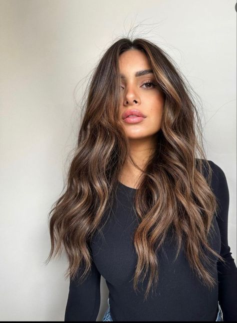 Rambut Brunette, Black Hair Balayage, Brown Hair Looks, Brown Hair Inspo, Brunette Hair With Highlights, Brunette Balayage, Brunette Balayage Hair, Brown Hair Balayage, Balayage Brunette