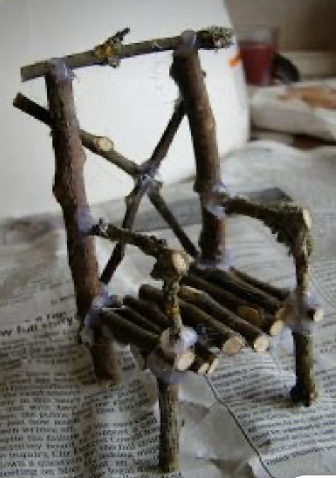 Fairy Chair, Fairy House Ideas, Willow Furniture, Twig Furniture, Twig Crafts, Fairy Garden Furniture, Fairy Gnome, Fairy Garden Crafts, Fairy Homes