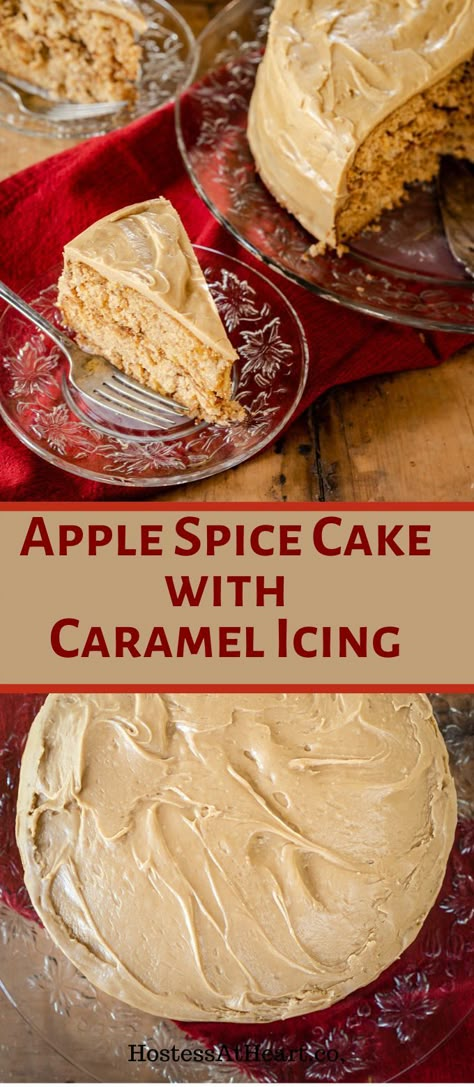 Spice Cake Caramel Frosting, Spices Cake Recipes, Homemade Fall Cake Recipes, Apple Pumpkin Cake Recipes, Fall Birthday Cake Recipes, Apple Spice Recipe, Apple Cake Caramel Icing, Fresh Apple Layer Cake Recipe, Spice Cake Caramel Icing