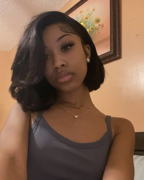 Prom Hairstyles Silk Press, Black Woman Silk Press Bob, Hairstyles Black Girls Straight Hair, Cute Silk Press Hairstyle Short, Short Hair Silk Press Hairstyle, Cute Short Flat Iron Hairstyles, Black Girls Hairstyles Flat Iron Short, Straight Hair Black Women Natural, Cute Short Straight Hairstyles Black Women