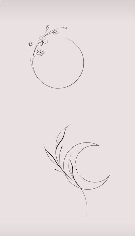 Full Moon Line Tattoo, Fine Line Moon Tattoo Designs, Botanical Moon Tattoo, Elegant Moon Tattoo, Moon Tattoo Back Of Arm, Round Tattoo Design, Elegant Tattoos For Women Classy, Lunar Cycle Tattoo, Tattoos For Growth And Change