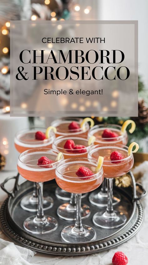 Elevate Your New Year’s Eve Recipes with This Chambord and Prosecco Recipe Champagne Batch Drinks, Easy Prosseco Cocktails, Prosecco And Chambord Cocktails, Ina Garten Cocktail Recipes, Drinks With Persecco, Vodka Prosecco Punch, Champagne Batch Cocktail, Champagne Based Cocktails, Prosecco Cocktails New Years Eve