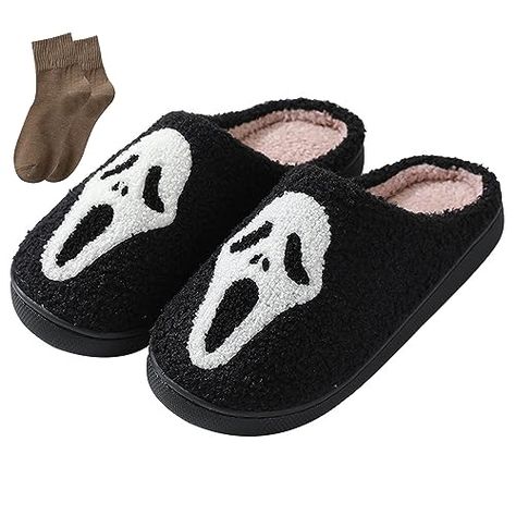 BOOUKILE Happy Face Slippers for Women Men,Retro Soft Cozy Comfy Plush Lightweight House Slippers Slip-on Indoor Outdoor Slippers,Slip on Anti-Skid Sole Pumpkin Slippers, Halloween Slippers, Cute Baskets, Cute Grinch, London Autumn, What's Your Favorite Scary Movie, Light Grey Leggings, Cozy Weather, Indoor Outdoor Slippers