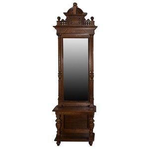 Mirror On Stand, Pier Mirror, Hall Trees, Hall Tree, Standing Mirror, Beveled Mirror, Walnut Veneer, Antique Victorian, Auction