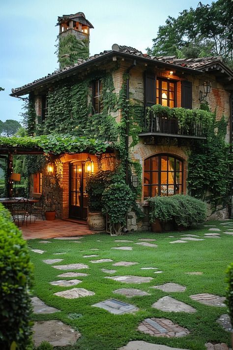 Italian Cottage House, Small Tuscan House, Bright Color House, Toscana House Style, Italy House Italian Villa, Tuscan House Exterior, Cottage House Aesthetic, Tuscany Houses, Italy Cottage