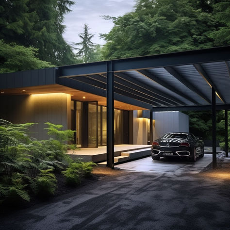 20 Carport Ideas That Will Impress You Enclosing Carport Ideas, Covered Car Port Ideas, Modern Carport In Front Of House, Lean To Carport Against House, Open Carport Attached To House, Carport Designs Attached To House, Carport Designs Modern, Carport In Front Of Garage, Modern Carport Ideas