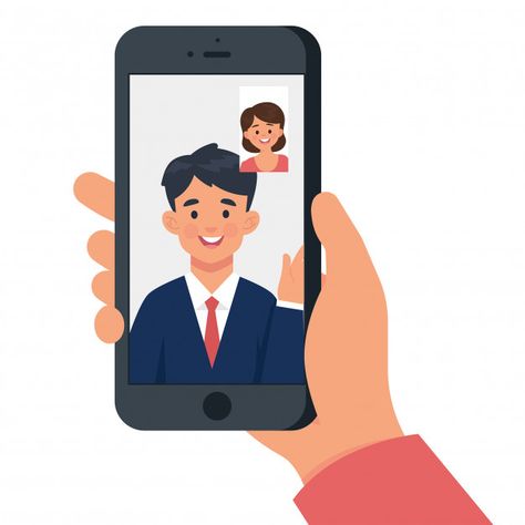 Woman is having a video call with a man | Premium Vector Long Distance Marriage, Business Card Icons, Communication Icon, People Design, Retro Phone, Creative Flyers, Design Technology, Business Video, Sketches Simple