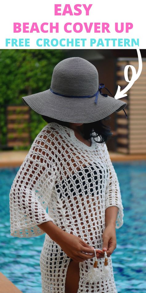 Free Crochet Bathing Suit Cover Up Pattern, Beach Coverup Crochet Pattern Free, Knitted Bathing Suit Cover Up, Free Crochet Cover Up Patterns For Women, Knit Summer Cover Up Pattern, Beach Cover Crochet Pattern Free, Crochet Summer Beach Cover Up, How To Crochet A Beach Cover Up, Crochet Cover Up Top Free Pattern