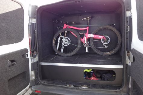 More bike day van questions (Vivaro et al or Vito q's) « Singletrack Forum Van Workshop, Bike Storage In Van, Stealth Camper Van, Vw Transporter Van, Van Organization, Bike Garage, Bike Storage Garage, Bike Rack Wall, Adventure Van