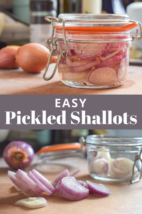 Pickled Shallots Recipes, Pickled Shallots Quick, Dairy Free Recipes For Lunch, Pickled Things, Pickle Party, Gluten Free Recipes Side Dishes, Shallot Recipes, Pickled Shallots, Food Shelf