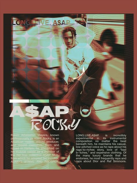 Posters For My Wall, Asap Rocky Aesthetic Poster, Asap Rocky Poster Print, Cool Room Posters, Posters For My Room, Asap Poster, Artist Poster Design, Music Artists Posters, Posters Artists