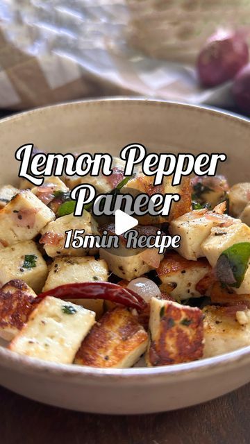 165K views · 3.7K likes | Mrs YumTum - Easy & Quick Recipes on Instagram: "Lemon Pepper Paneer- 15min Recipe 
(Serves 1-2)

This quick paneer recipe will win your heart. Basic spices & nothing else. The bold pepper & tanginess from the lemon elevates the dish to another level. 

Method: 
-Take 200g paneer cut into small cubes. 
-Add in 1tsp ginger garlic paste, 1/2tsp black pepper, 1/2tsp white pepper, half a lime juice, some fresh coriander & salt to taste. 
-Keep aside for 5min. 
-Now in a pan, add 2-3 dry red chillis, chopped green chillis, few curry leaves. 
-Let everything splutter. 
-Add 1 small onion chopped. Cook till light golden brown. 
-Add the marinated paneer & toss everything well. 
-Cook on medium high flame till the paneer is lightly brown. 
-Switch off the flame, add some Paneer Recipe Dry, Dry Paneer Recipes, Paneer Dry Recipes, Quick Paneer Recipes, Paneer Healthy Recipes, 5 Min Snacks Easy Recipes, Healthy Paneer Recipes, Marinated Paneer, Paneer Recipes Indian