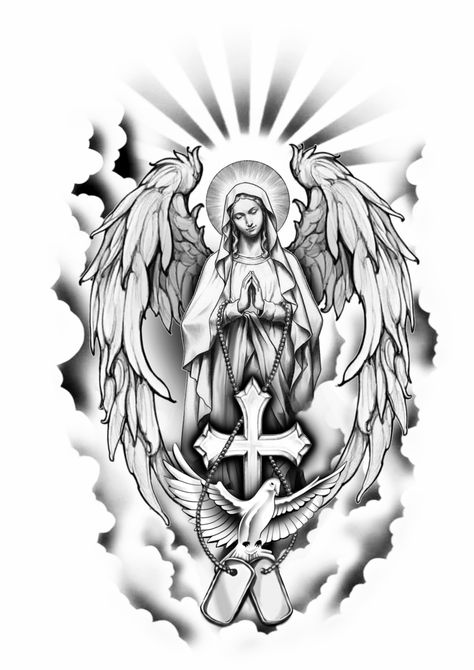 Angles Tattoo Design, Back Piece Tattoo Men Design, Chest Piece Tattoo Men Design, Heavenly Tattoos, Rib Tattoo Men, Upper Shoulder Tattoo Men Ideas, Back Piece Tattoo Men, Chest Tattoo Sketches, Upper Shoulder Tattoo