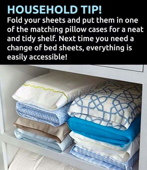 Folding sheets inside a pillow case! Best Storage Hacks, Diy Daybed, Casa Clean, Smart Tiles, Linen Closet Organization, Organizational Ideas, Organize My Life, Organisation Hacks, Organizing Hacks