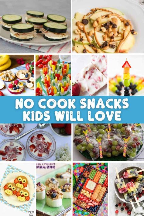 Easy No Cook Snacks for Kids No Cook Savory Snacks, School Snack For Classroom, No Cook Snacks For Party, No Cook Food Ideas, No Cook Kids Recipes, No Bake Snacks For Kids To Make, No Cook Snacks For Kids To Make, No Cooking Recipes For Kids, No Cook Recipes For The Classroom