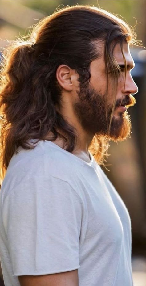 Long Hair And Beard, Man With Long Hair, Long Hair Beard, Long Healthy Hair, Men's Long Hairstyles, Hair Styles Men, Long Hair Wedding Styles, Grow Long Hair, Corte De Cabelo Masculino