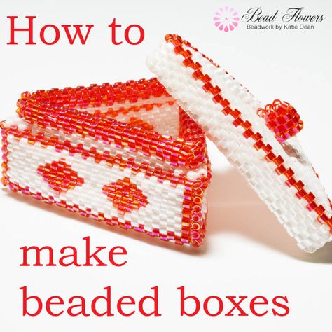 How to make beaded boxes Julia Pretl Beaded Boxes, Beaded Boxes Tutorial, Beaded Boxes Pattern Free, Beads Tutorial, Box Pattern, Bracelets Easy, Earrings Patterns, Beaded Boxes, Diy Bracelets Easy