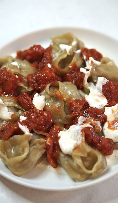 Homemade Afghan Mantu | Myriad Recipes Afghan Mantu Recipe, Manti Recipe, Mantu Recipe, Afghanistan Food, Afghan Food Recipes, Middle East Recipes, Around The World Food, Dumpling Recipe, Persian Food