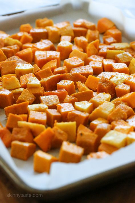 Roasted Seasoned Winter Squash Medley | Skinnytaste Squash Sheet Pan, Butternut Squash Oven, Squash Medley, Roasted Butternut Squash Cubes, Squash Bowl, Oven Roasted Butternut Squash, Butternut Squash Sauce, Butternut Squash Cubes, Cook Quinoa