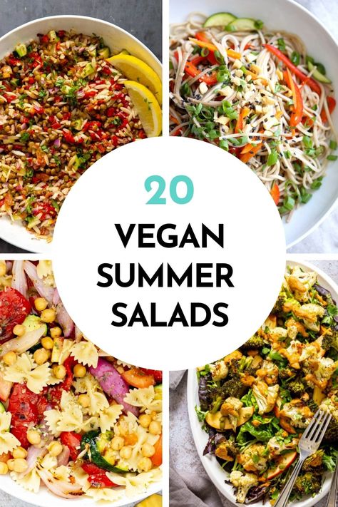 Summer Vegan Salad Recipes, Vegan Potluck Salad, Vegan Salad Recipes Easy, Vegetarian Cold Salads, Summer Vegan Salads, Vegan Side Salad Recipes, Vegan Summer Meal Prep, Summer Vegan Meals Dinners, Vegan Cold Salad Recipes