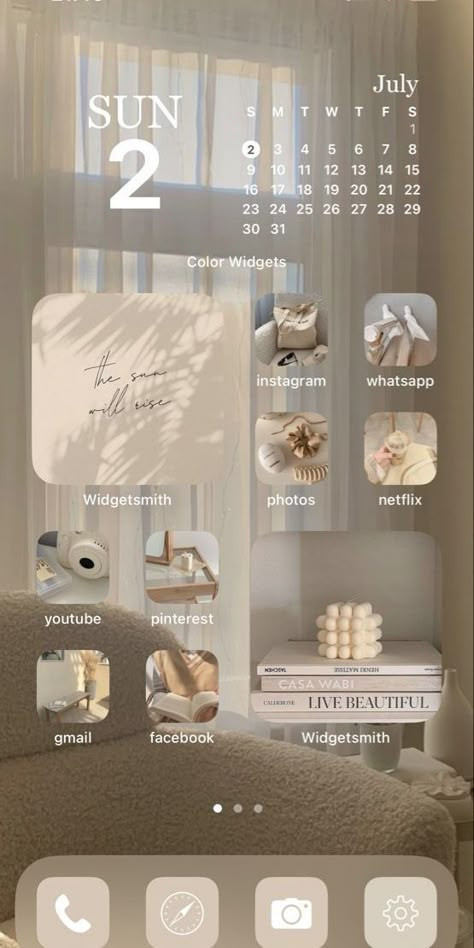 Beige Home Screen, Ios16 Aesthetic, Wallpapper Iphone, Ios 16 Home Screen, How To Clean Iphone, Cute Home Screen, Widget Iphone, Cute Home Screen Wallpaper, Beige Home