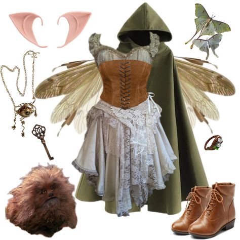 Nature Fairy Outfit Ideas, Ren Faire Outfits Dark Fairy, Fairy Warrior Outfit, Warrior Fairy Costume, Green Fairy Ren Faire, Forest Faerie Costume, Nature Elf Costume, Feywild Aesthetic Clothes, Woodland Faerie Costume