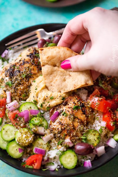 Chicken And Rice Salad, Greek Lunch Bowl, Meal Prep Mediterranean, Greek Chicken With Rice, Greek Protein Bowl, Meteranian Chicken Bowl, Meditterean Bowl Recipes, Greek Chicken Rice Bowl, Mediterranean Bowl Chicken