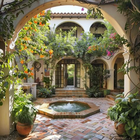 Hacienda Style Bathroom Spanish Revival, Traditional Moroccan House, Mediterranean Flooring, Mediterranean Bathroom Ideas, Mediterranean Revival Architecture, Mediterranean House Designs, Mediterranean Revival Style, Moroccan House, Backyard Deck Ideas