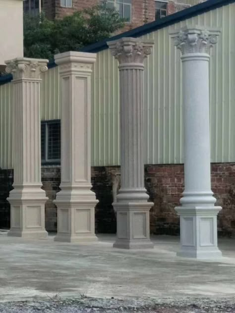 Cement Fence, Railing Garden, Roman Pillars, House Pillars, Cornice Design, Decorative Columns, Concrete Mold, Cement Design, House Main Gates Design