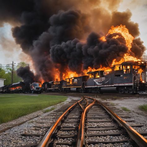 Massive Fire and Evacuations as Train Derails in Ohio Town

#Ohiotown #trainderailment Southern Trains, Train Derailment, Train Accident, Train Crash, February 3rd, Limbus Company, Norfolk Southern, Hazardous Materials, Wallpaper Photography