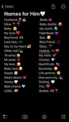 Bf Name Save In Contact, Names To Put As Your Boyfriends Contact, Things To Name Your Boyfriend, Love Names For Boyfriend For Him, Name For Bf Contact, Names For Him On Snapchat, Bf Nickname Ideas Aesthetic, Save Name Boyfriend, Best Contact Names For Boyfriend