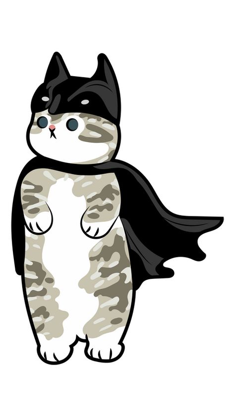 I am laziness, I am the sleep, I am Batcat! Seems like this grey cat has watched a lot of movies and comics about DC Universe superhero Batman and now he found his black batsuit, which consists of a... Superhero Cat Drawing, Superhero Art Drawing, Grey Cat Drawing, 2022 Batman, Cat Batman, Batman Cute, Superhero Drawing, Cartoon Batman, Batman Art Drawing