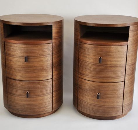 Round Bedside Tables - bespoke walnut side tables Round Night Stand Bedside Tables, Small Round Bedside Table, Bedroom Side Tables, Round Bedside Table, Bedside Table Ideas, Small Round Side Table, Bedside Table Metal, Round Bedside, Bedside Table Round