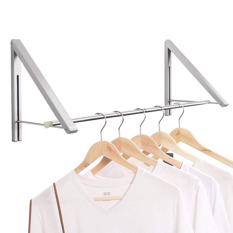 Anjuer Wall Mounted Drying Rack Clothes Hanger Folding Wall Coat Racks Aluminum Home Storage Organiser Space Savers Silver 2 Rakcs with Rod : Amazon.ca: Home Closet Rod Ideas, Custom Laundry Room Cabinets, Laundry Room Rack, Blue Ridge Scenic Railway, Laundry Room Drying Rack, Wall Mounted Drying Rack, Clothes Hanger Rack, Laundry Hanger, No Closet Solutions