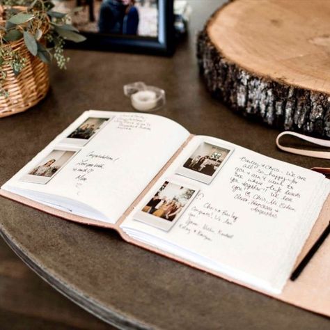 The perfect guest book for guests to put their photo in and then write a special message to the happy couple! Photo Wedding Guest Book, Wedding Polaroid, Leather Guest Book, Wedding Diys, Handmade Photo Albums, Polaroid Guest Book, Guest Book Table, Title Pages, Photo Guest Book