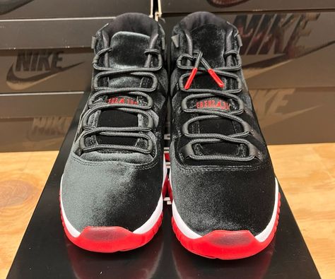 Air Jordan 11 Bred Velvet 2024 DB5457-061 Air Jordan 11 Bred, Jordan 11 Bred, Jumpman Logo, 2024 Color, Womens Air Jordans, Air Jordan 11 Retro, Jordan 11 Retro, Air Jordan 11, November 11