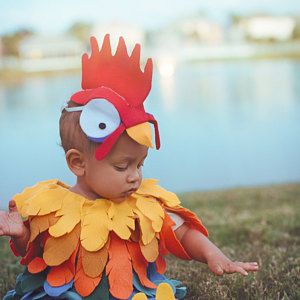 Baby Peter Pan Costume, Baby Chicken Halloween Costume, Halloween Moana, Hei Hei Costume, Cookie Monster Halloween Costume, Skunk Halloween, Monster Cookies Halloween, Hei Hei Moana, Flamingo Halloween Costume