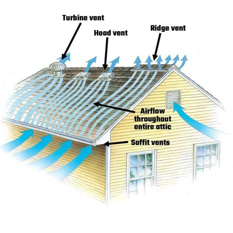 Types Of Roof, House Ventilation, Roof Ventilation, Ridge Vent, Roof Sheathing, Framing Construction, House Repair, Roof Vent, Attic Ventilation