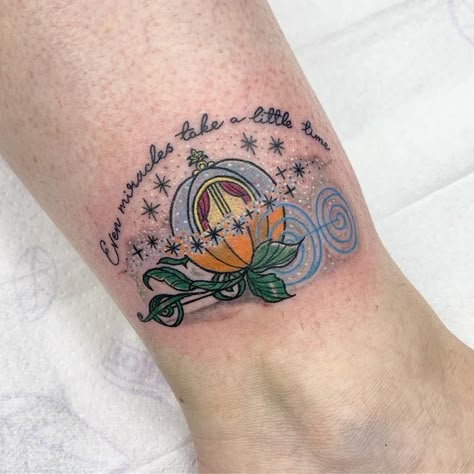 Cinderella Tattoos, Cinderella Tattoo, Disney Inspired Tattoos, Barbie Tattoo, Disney Sleeve Tattoos, Forearm Tattoo Quotes, Pumpkin Tattoo, Disney Sleeve, Princess Tattoo