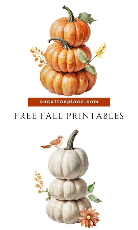 Savor the season with these easy-to-download, free fall printables. Use budget-friendly DIY frames for instant autumn wall art! Free Fall Printables Farmhouse, Watercolor Printable Free, Free Printable Fall Wall Art, Free Printable Artwork, Subway Art Printables, Free Fall Printables, Gallery Wall Ideas, Autumn Wall Art, Sutton Place