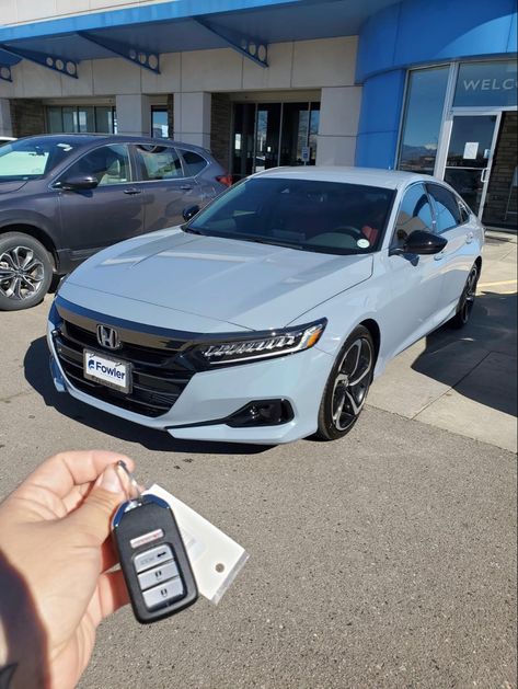 Sport Honda Civic, Dream Car Honda Civic, Sonic Gray Honda Accord, New Car Honda Accord, Grey Honda Accord Sport, Dream Cars Honda, Nice First Cars, 2022 Honda Accord Sport Interior, Honda Civic Sonic Grey Pearl