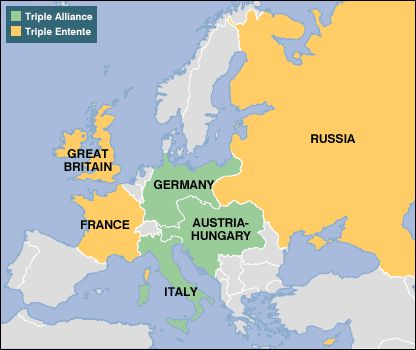 The triple alliance- Germany, Austria-Hungary and Italy and the triple entente- France, Great Britain and Russia. These groups were linked and would assist the others in times of war for example if Russia were to go to war Great Britain and France were required to come to their aid. America Vs Europe, Europe Map With Flags, Mean While, Triple Entente, Triple Alliance, Angelica Maria, Central Europe Map, Socialism In Europe And Russian Revolution, Europian Union Flags