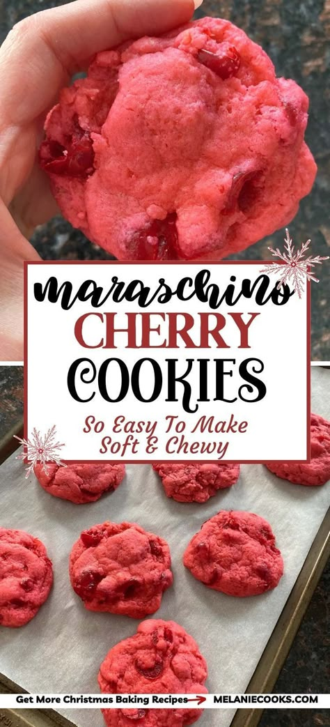 Cherry Pistachio Snowball Cookies, Christmas Cherry Desserts, Cookie Cherry No Bake, Maraschino Cherries Dessert, Cookies With Cherries In Them, Cherry Jello Cookies, Cherry Cookie Bars, Cookies With Maraschino Cherries, Maraschino Cherry Bread