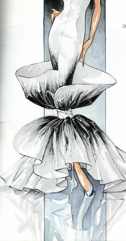 Roberto Capucci, Arte Do Kawaii, Fashion Drawing Sketches, Illustration Techniques, Fashion Illustration Sketches Dresses, Fashion Design Collection, Fashion Design Sketchbook, Fashion Design Portfolio, Fashion Drawings