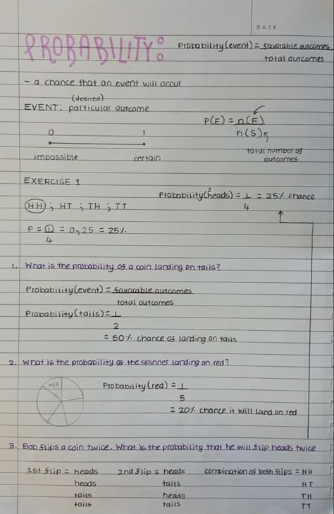 Maths Probability Notes, Math Study Notes Aesthetic, 8th Grade Study Notes, Maths Gcse Notes, Probability Math Notes, Aesthetic Revision Notes Maths, Math Notes Aesthetic 6th Grade, Maths Revision Gcse Higher Notes, Maths Revision Gcse Foundation Notes