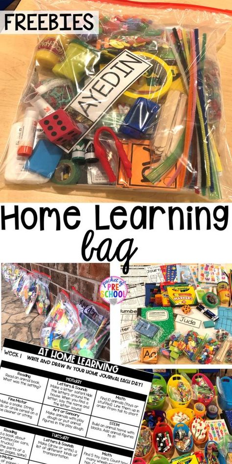 Take Home Learning Bags - Pocket of Preschool Pocket Of Preschool, Design For Beginners, Virtual School, Preschool At Home, Beginning Of School, Preschool Classroom, Digital Learning, Home Learning, Free Learning