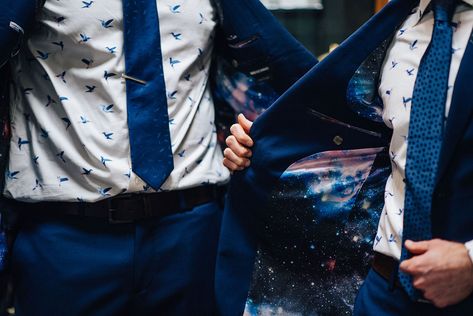 This astronomer's celestial-inspired wedding is literally out of this world Dyer Observatory navy blue tuxedos space constellations stars astronomy telescope Space Constellations, Space Themed Wedding, Astronomy Wedding, Planetarium Wedding, Moon Constellation, Constellation Wedding, Celestial Wedding Theme, Stars Astronomy, Wedding Reception Activities