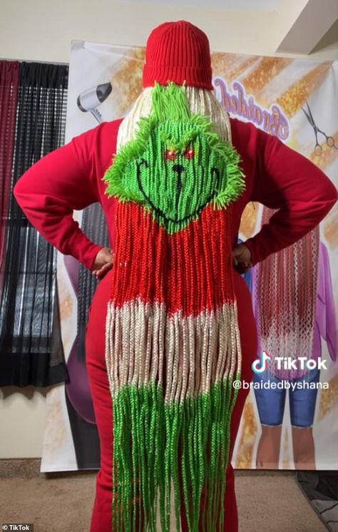 Shana Everson, 35, from Syracuse, New York, is known as @braidedbyshana on TikTok, where she showcases her knotless box braids, including this Grinch-inspired design Box Braid Designs, Quick Braids, Cute Box Braids, Short Box Braids Hairstyles, Braid Inspiration, Syracuse New York, Short Box Braids, Quick Natural Hair Styles, Cute Braided Hairstyles