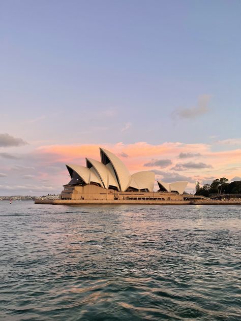 Opera House at Sunset #sydney #australia Sydney Vision Board, Sydney Australia Opera House, Sydney Opera House Aesthetic, Sydney Aesthetic City, Usyd Sydney, Sydney Australia Aesthetic, Australia Travel Aesthetic, Sydney Aesthetic, Sydney Sunset